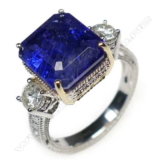 A 14ct gold, tanzanite and diamond cocktail ring,