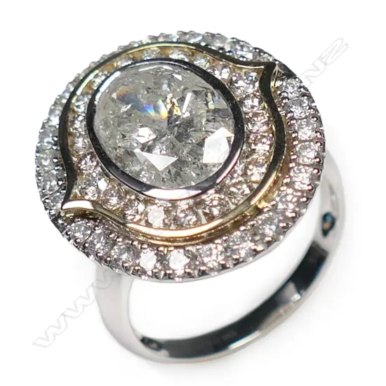 A 14ct white gold antique style diamond cocktail ring,