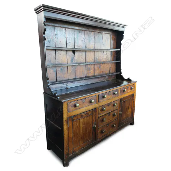 An early George III oak dresser,