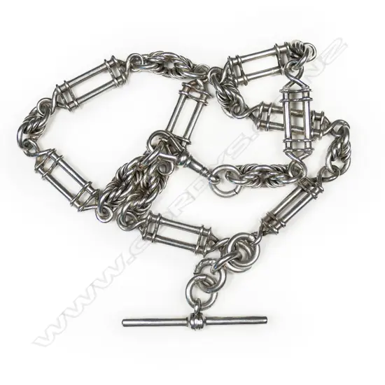 A late Victorian silver fob chain,