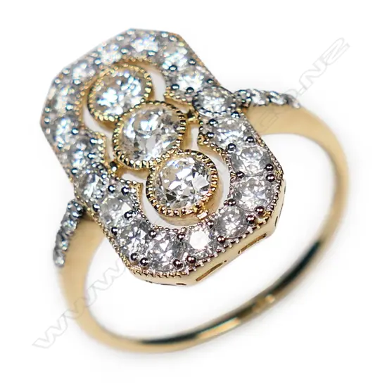 A 14ct gold and diamond antique style ring,