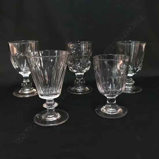 Five 19thC wine glasses,