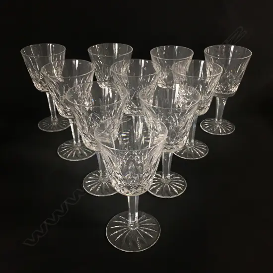 Ten Waterford white wine glasses,