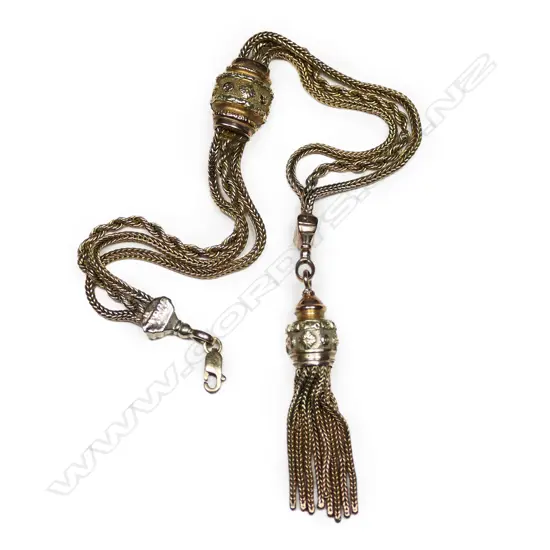 A 19thC ladies fancy gold Albertina bracelet,