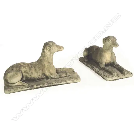 A pair of Church Stone greyhounds,