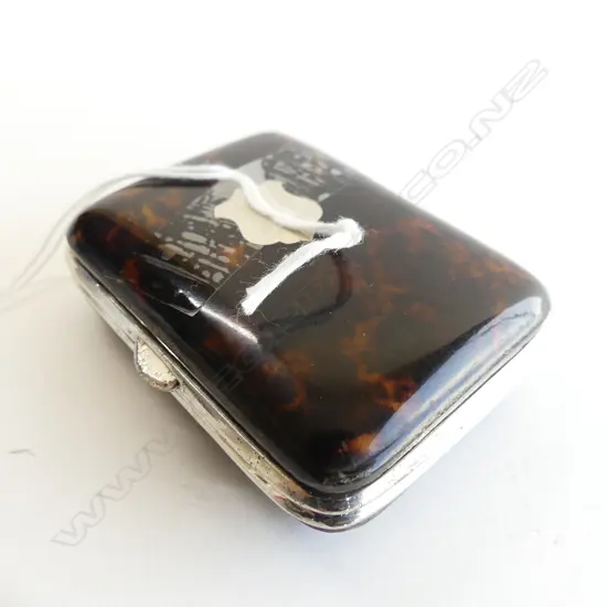 Inlaid faux tortoiseshell coin case, 65x50mm