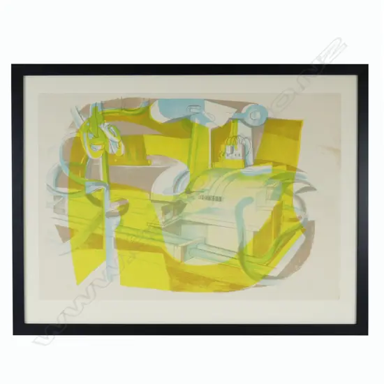 Dame Louise Henderson (1902-94) 'Engine Room Southern Cross', lithograph in colours, unsigned, c.1952, certificate verso. 370 x 560mm