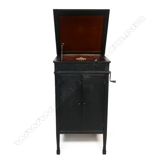 Black painted 'Colombia' gramophone cabinet, 550 x 570 x 960mm