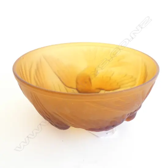 An unmarked Art Deco Jobling glass bowl, 1930s, amber