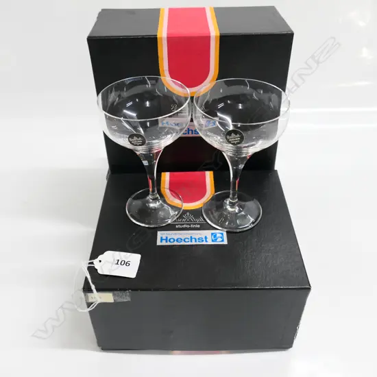 VINTAGE ROSENTHAL Studio-line SET 6 small champagne flutes glasses. Packed in prs in 3 original boxes. H.110mm