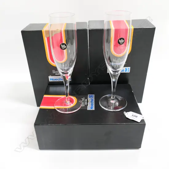 VINTAGE ROSENTHAL Studio-line SET 6 champagne flutes glasses. Packed in prs in 3 original boxes. H.200mm