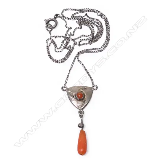 A silver Arts & Crafts coral necklace,