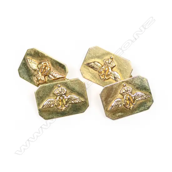 A pair of WWI, 9ct gold RAF cufflinks,