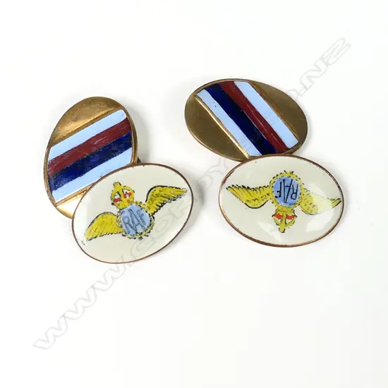 A pair of enamelled gilt RAF cufflinks,