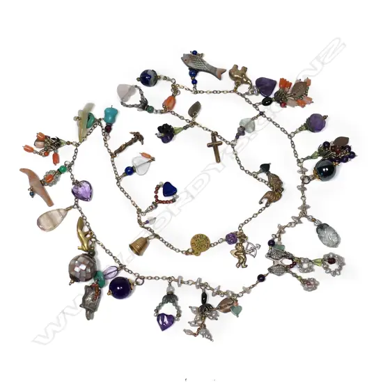 A vintage 9ct gold charm necklace,