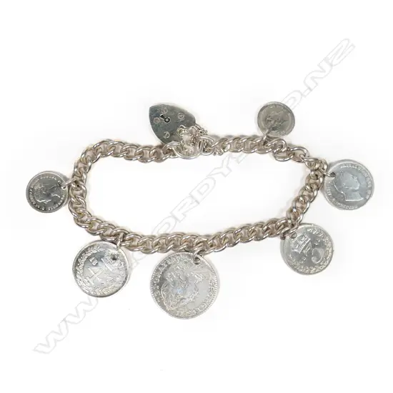 A vintage silver coin bracelet,
