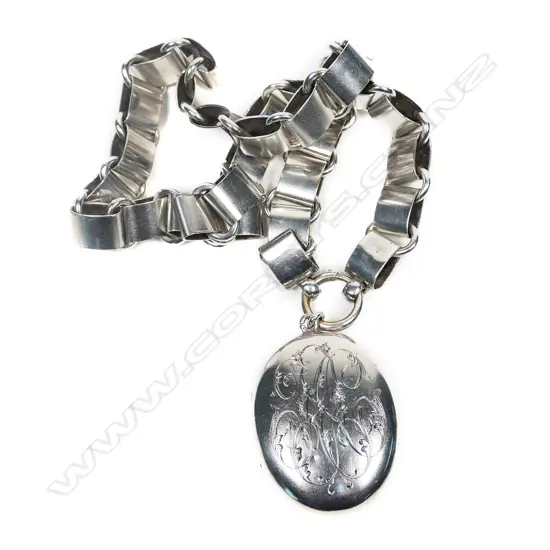 Victorian  silver mayoral type chain and locket,