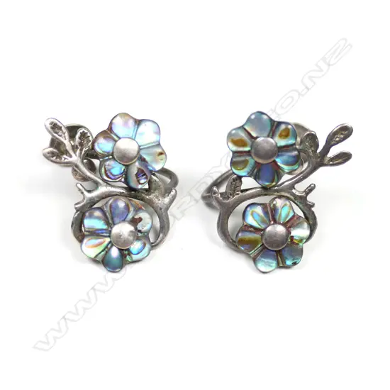 A pair of vintage silver and paua earrings,