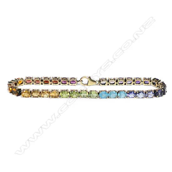A modern silver gilt and semi-precious stone bracelet,