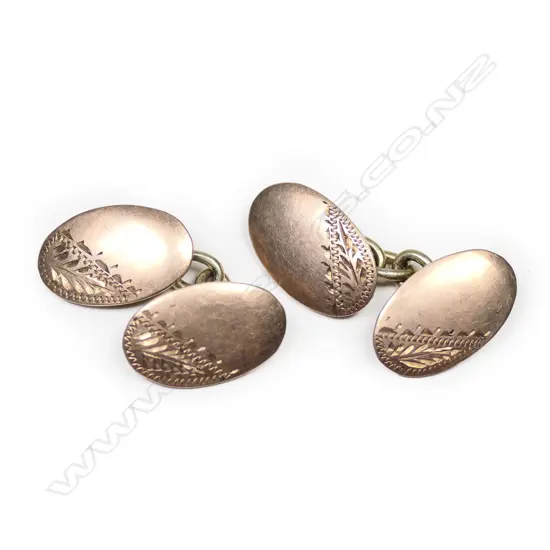 A pair of Edwardian 9ct gold oval cufflinks,