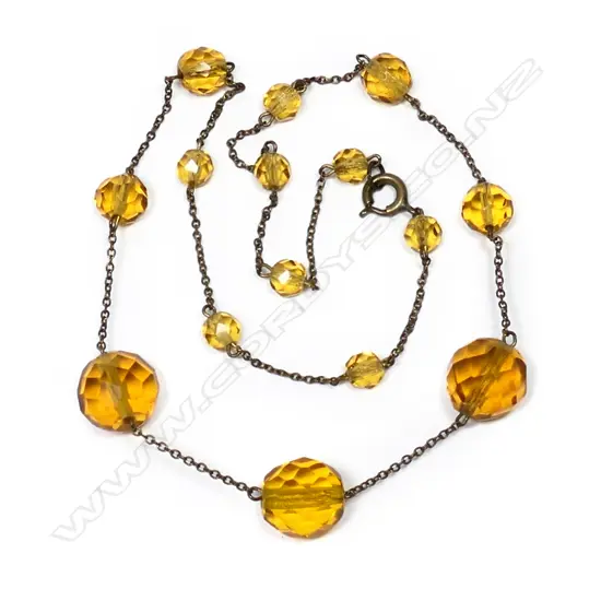 A vintage gold-plated glass bead necklace,