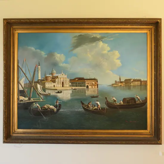 A large Italianate oil on canvas Venetian scene