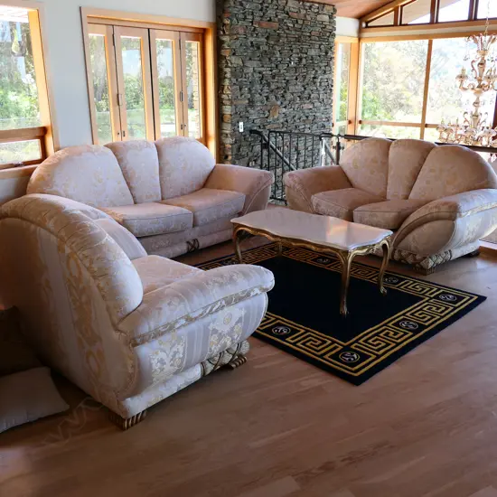 A three piece designer lounge suite