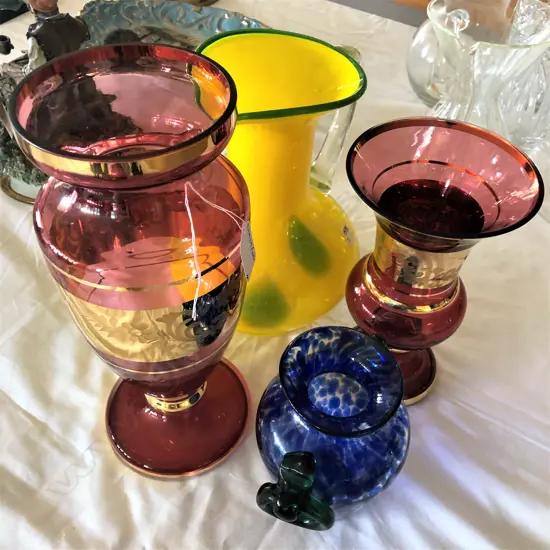 4 COLOURED GLASS PCES