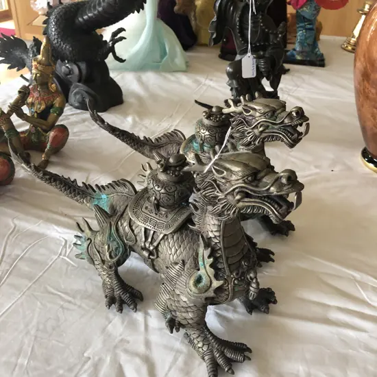 2 METAL (BRONZE?) DRAGONS. L.300mm