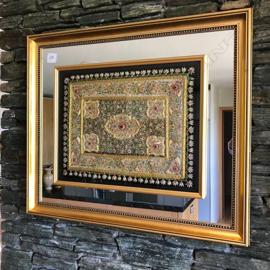 LGE GILT WALL MIRROR TEXTILE CENTER 980X835mm