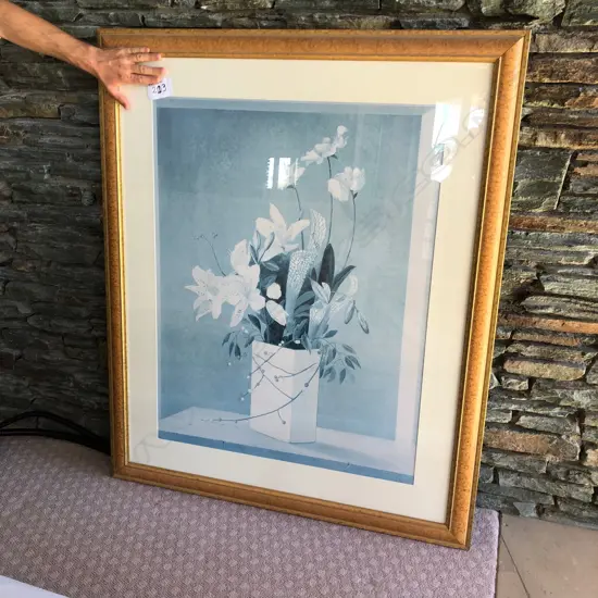 LGE FRAMED 'HALL HAMPTON' FRAMED STILL LIFE PRINT 1.3 X 1.1M faded