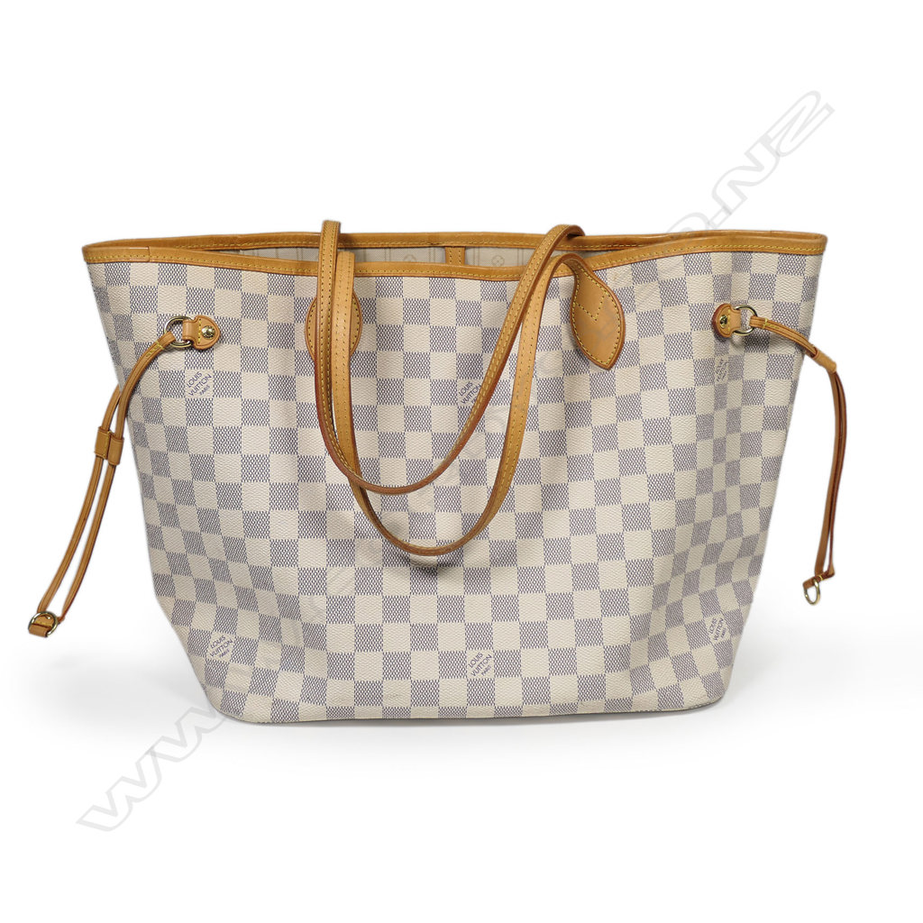 Lot - Louis Vuitton Neverfull MM Tote Bag, in Damier Azur coated