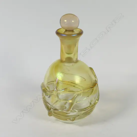Keith Mahy yellow lustre glass scent bottle,