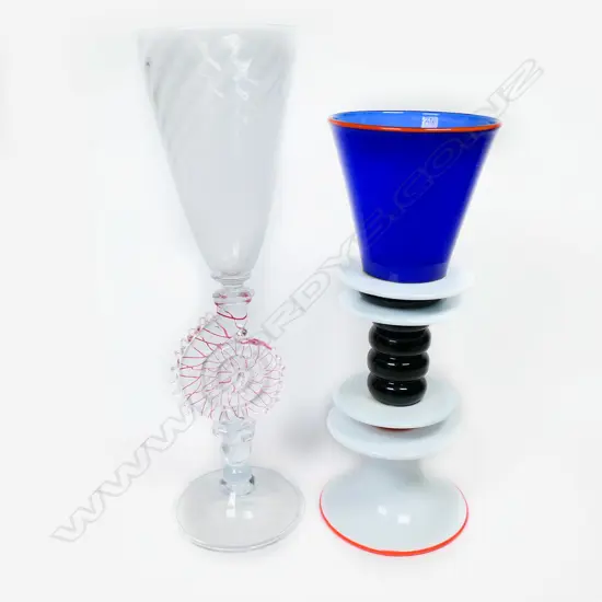 Two art glass goblets,