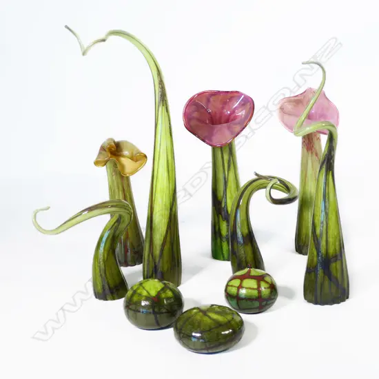 Joyce Roessler (USA) art glass artist unknown ten piece sculptural suite,