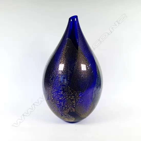 Attributed Garry Nash cobalt blue glass vase,