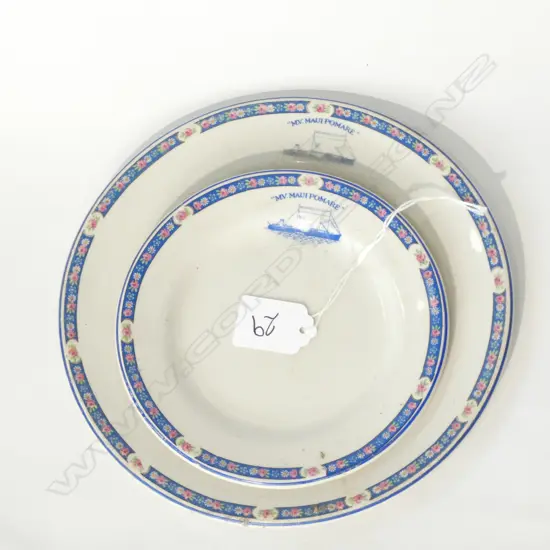2 &quot;M.V. MAUI POMARE&quot; LOGO PLATES by wilkinson Ltd.