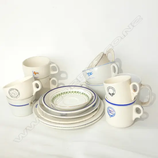 BOX OLD SHIPPING CHINA; 16 CUPS, SAUCERS &amp; PLATES