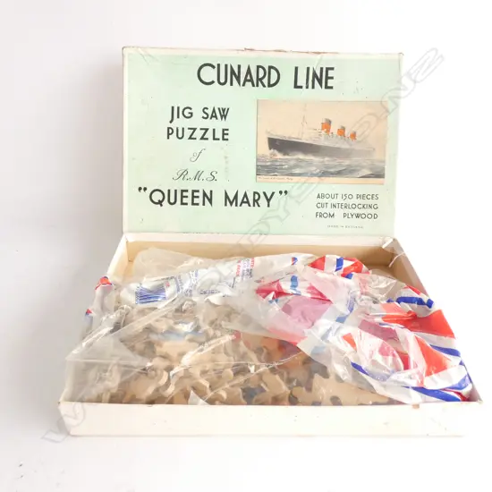CUNARD LINE RMS QUEEN MARY 150PC JIGSAW PUZZLE IN ORIGINAL BOX almost complete