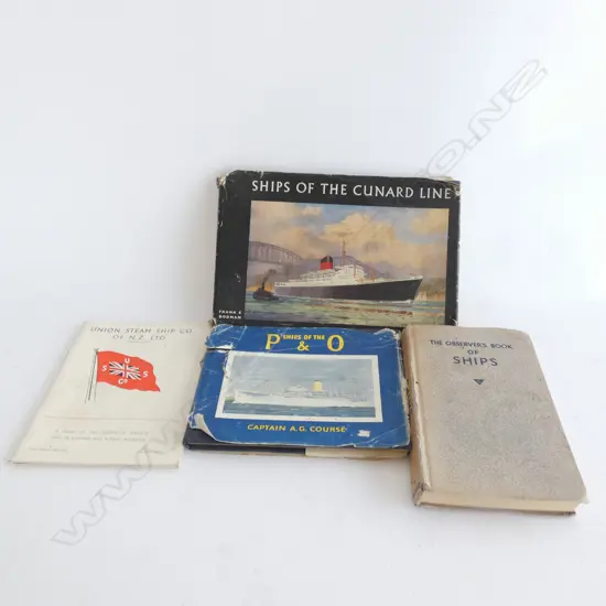 4 SHIPPING BOOKS INCL. UNION STEAM SHIP CO OF NZ / SHIPS OF CUNARD LINE &amp; OBSERVERS BOOK OF SHIPS