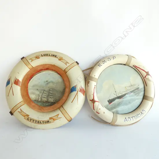 PR OLD LIFEBUOY FRAMES; RMSP ASTURIAS & LURLINE LYTTLETON  - DIA. 295MM