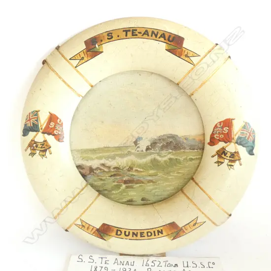 S.S. TE-ANAU  1879-1924 BREAKWATER WANGANUI OIL IN TE-ANAU SM. LIFEBUOY FRAME DIA, 240MM