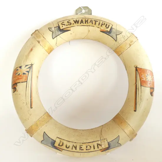 SM. VINTAGE LIFEBUOY FRAME - 'SS WAKATIPU DUNEDIN' - DIA . 340MM