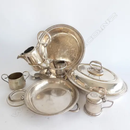 BOX LOT ASST SHIPS WARE SILVER PLATE INCL NORTHERN STEAMSHIP AUCKLAND