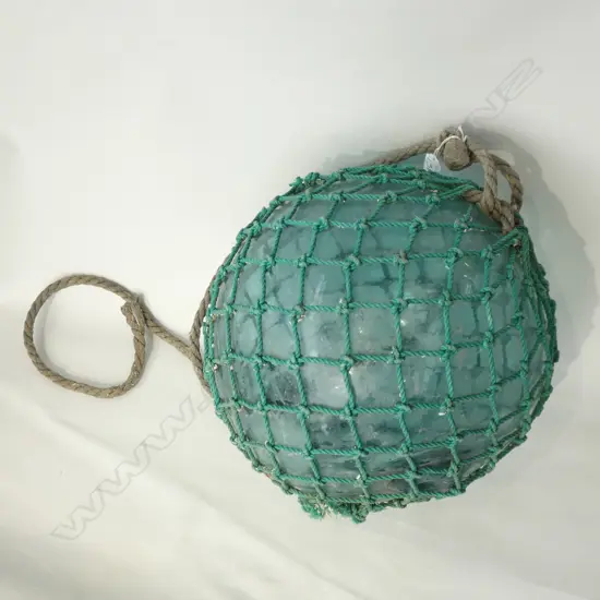 OLD GLASS LARGE FISHING FLOAT WITH NETTING Dia.380mm