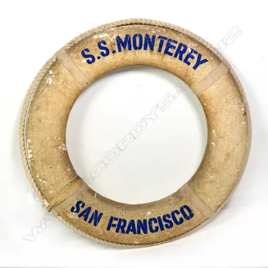 SHIPS VINTAGE LIFEBUOY - 'SS MONTEREY SAN FRANCISCO' (BACK MISSING / POLYSTYRENE)  DIA. 580MM