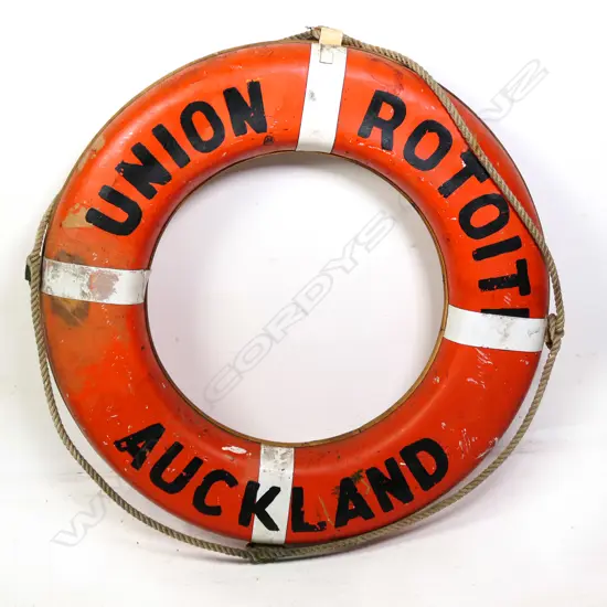 SHIPS VINTAGE LIFEBUOY - 'UNION ROTOITI AUCKLAND', DIA. 790MM