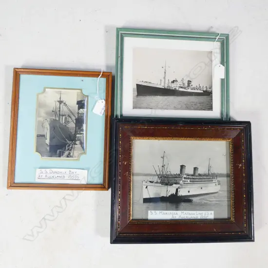 3 OLD B&W SHIP PHOTO'S FRAMED: S.S.MARAPOSA...