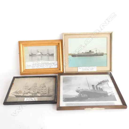 4 SM NAUTICAL THEMED PRINTS / PHOTOS INC. TITANIC / PORT AUCKLAND C1950'S  LARGEST 270 X 220MM