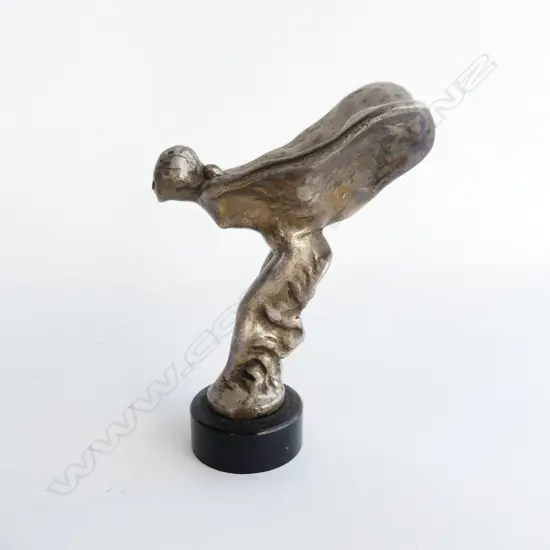 Chromed spirit of ecstasy winged woman car mascot,